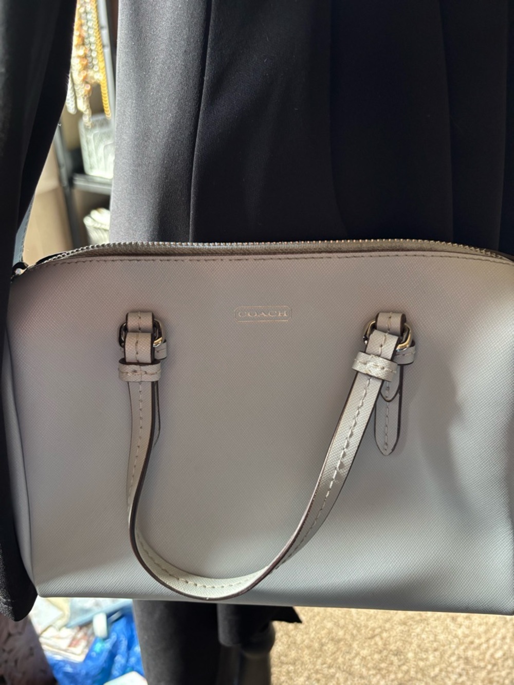 COACH Peyton Bennett, mini crossbody  in Gray Saffiano Leather